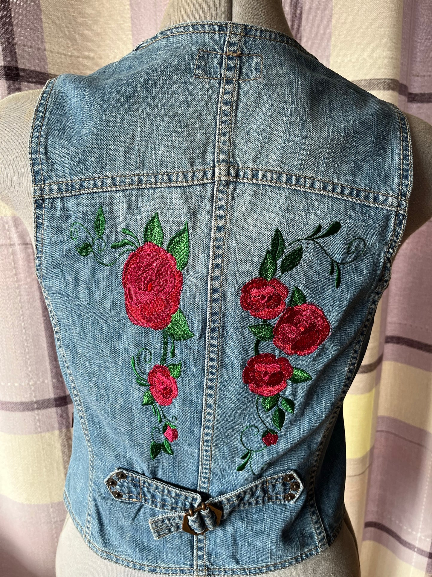 Denim Waistcoat Ladies with Roses