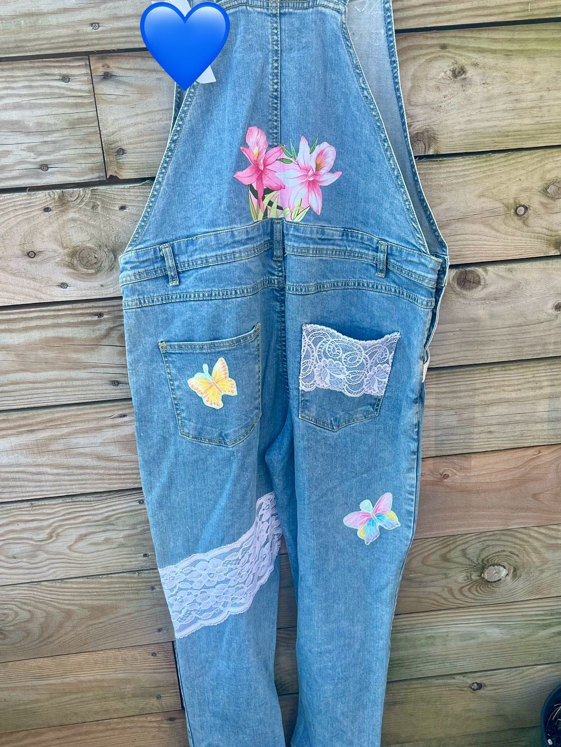 Denim Dungarees Floral, Lace and Butterflies Ladies