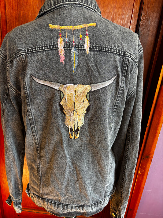 Mens Longhorn Skull and Feather Jacket