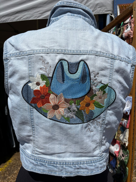 Blue Floral Cowboy Hat Waistcoat