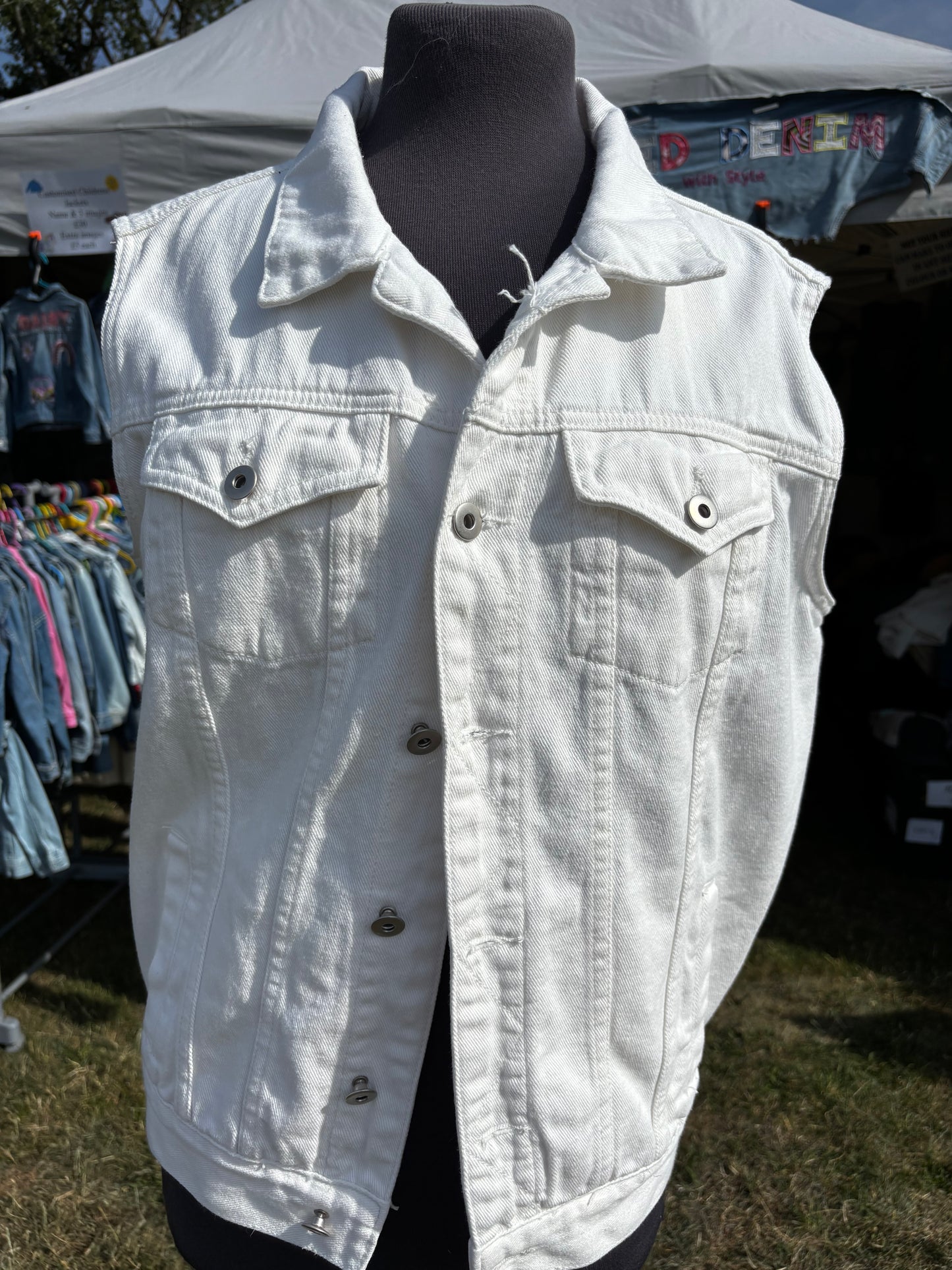 Blue Cowboy Boots on White Waistcoat