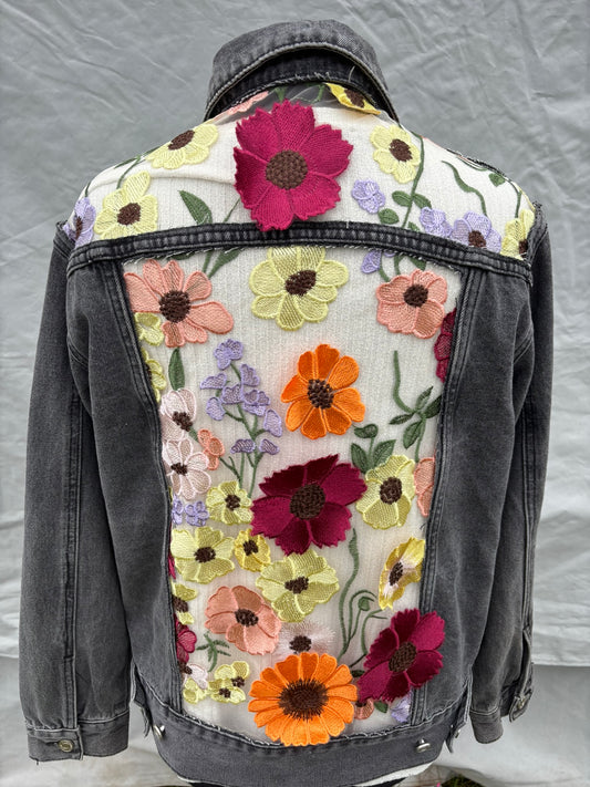 3D Flower Mesh Ladies Jacket