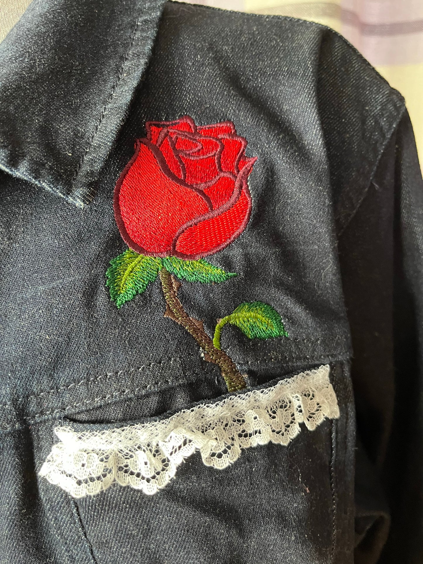 Denim Jacket with Frill - Ladies