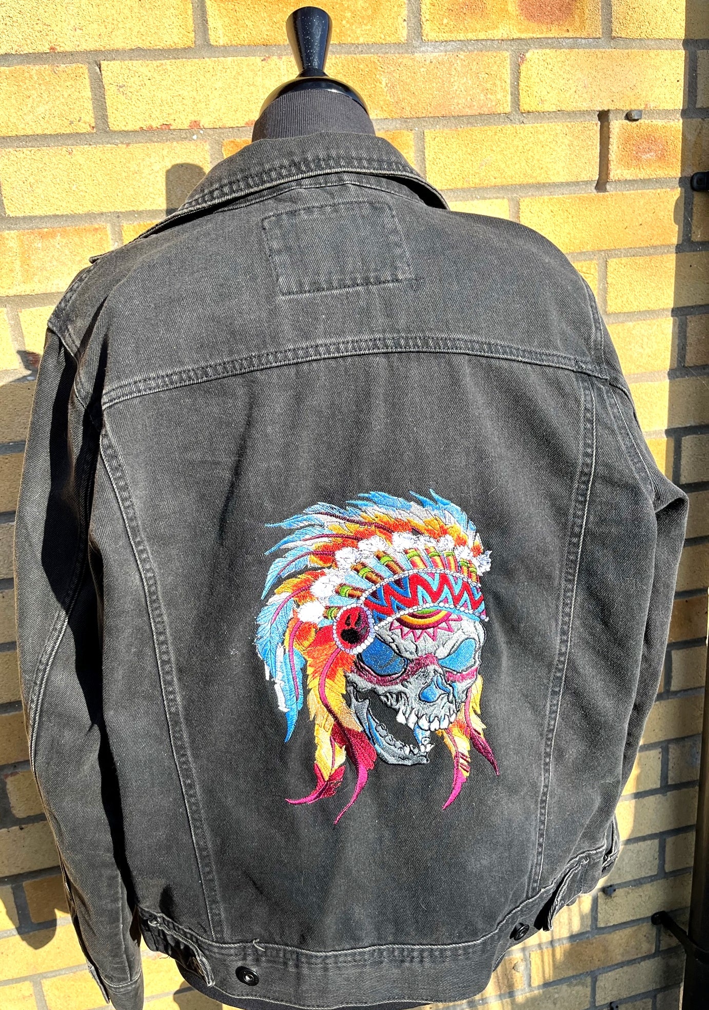 Mens painted hot sale denim jacket